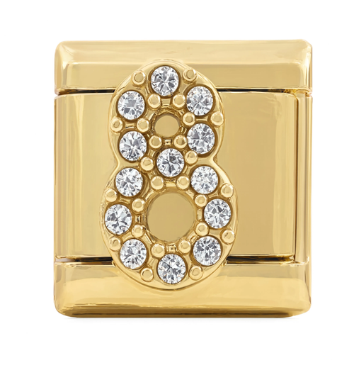 Number 8 Italian Charm Gold