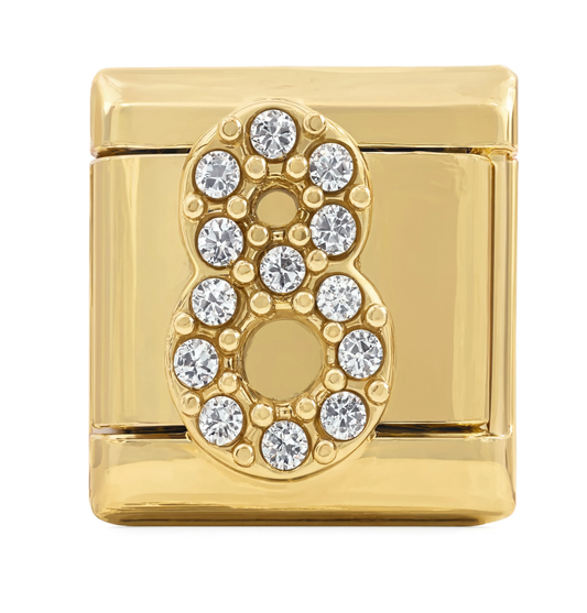 Number 8 Italian Charm Gold