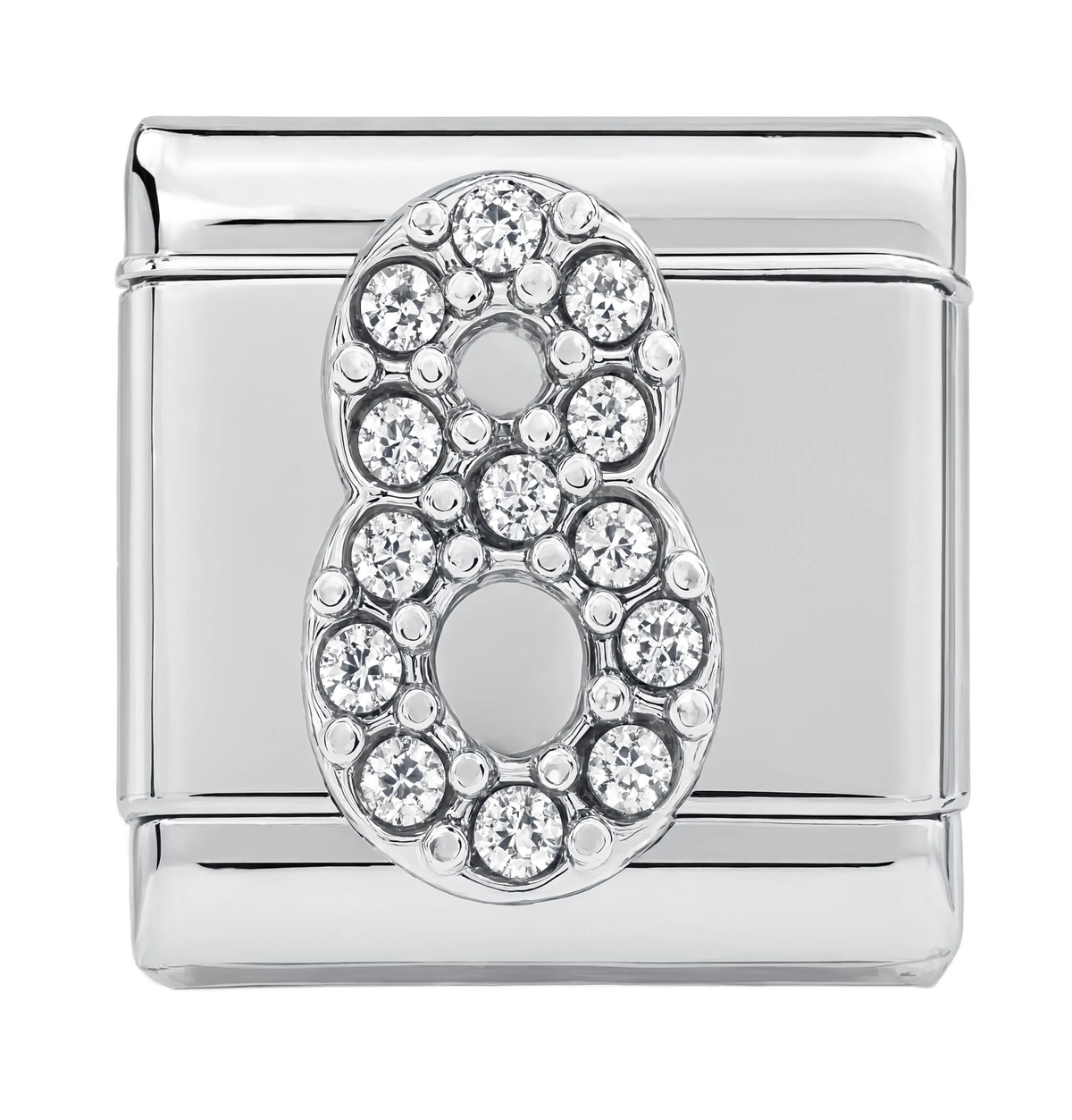 Number 8 Italian Charm Silver