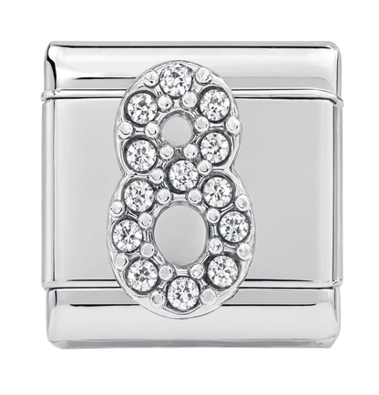 Number 8 Italian Charm Silver