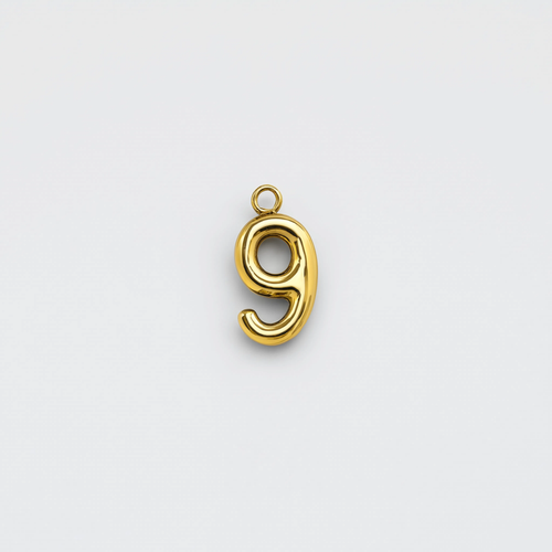 Number 9 Charm Gold