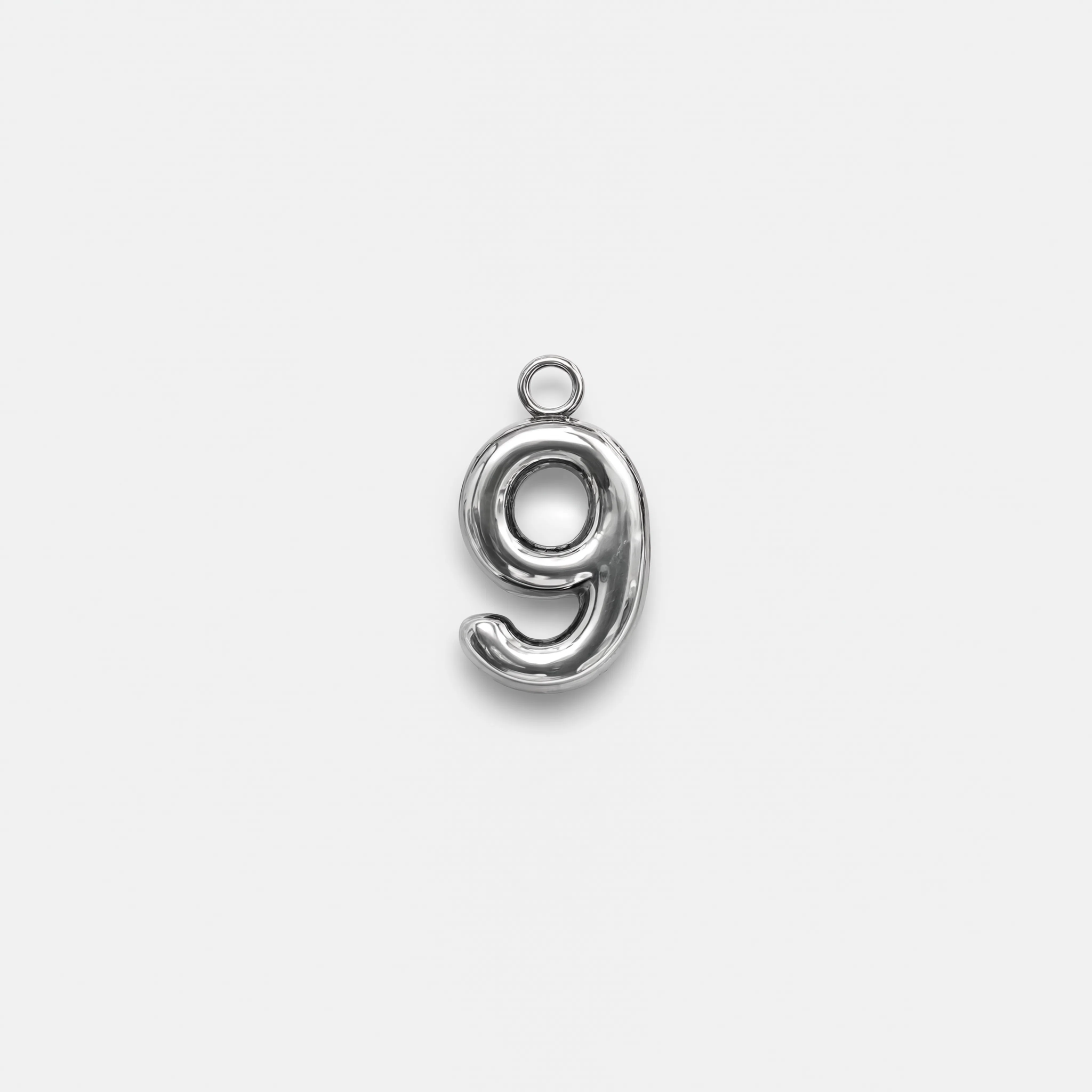 Number 9 Charm Silver
