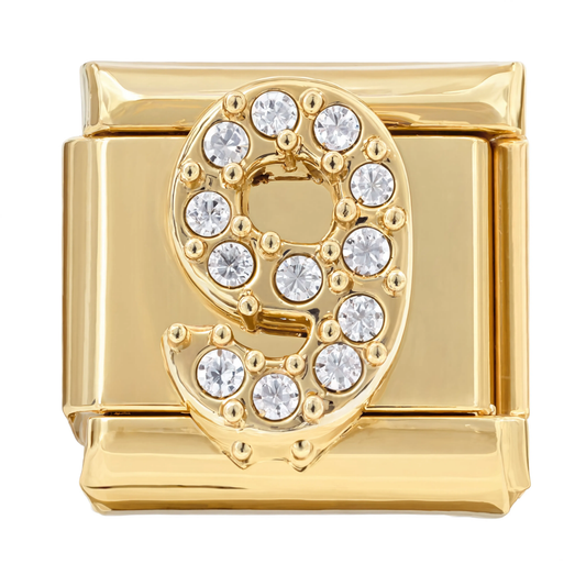 Number 9 Italian Charm Gold