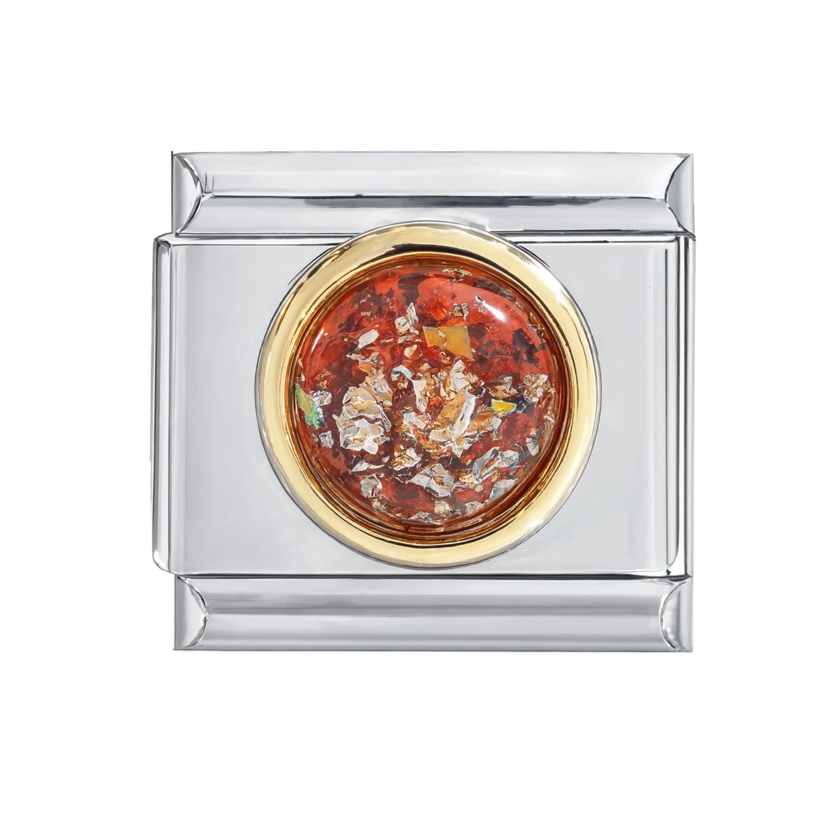 Orange-Red Foil Dome Italian Charm