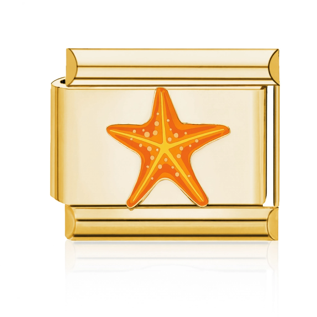 Orange Starfish Italian Charm Gold