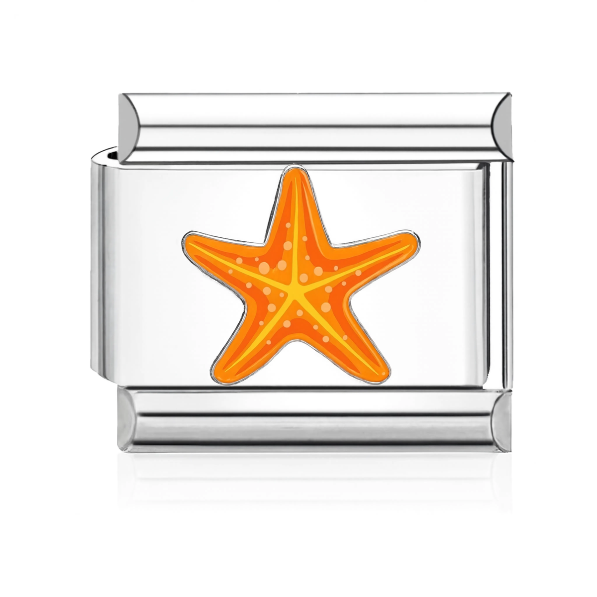 Orange Starfish Italian Charm Silver