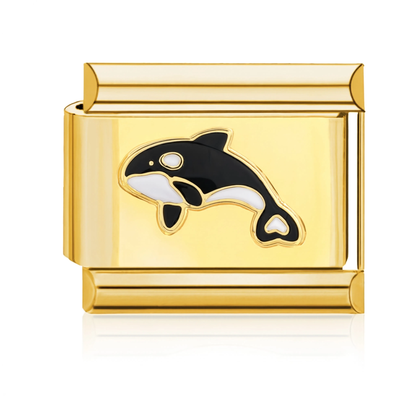 Orca Whale Italian Charm - Gold