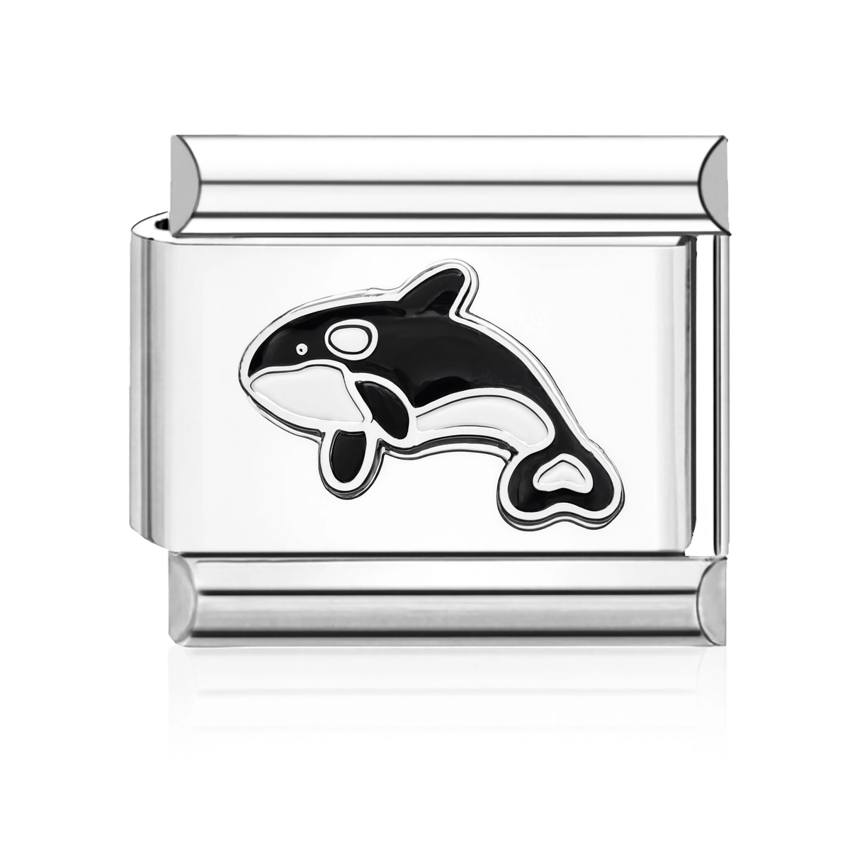 Orca Whale Italian Charm - Silver