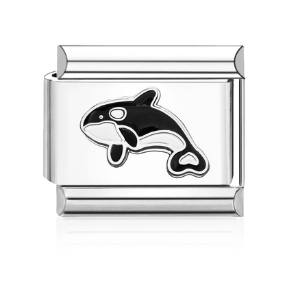 Orca Whale Italian Charm - Silver