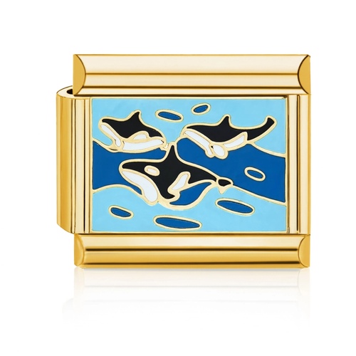 Orca Whales Italian Charm - Gold