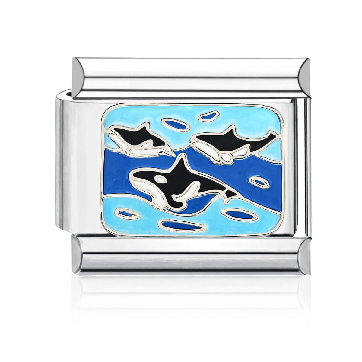 Orca Whales Italian Charm - Silver