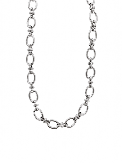 Oval Ring Link Charm Necklace - Silver