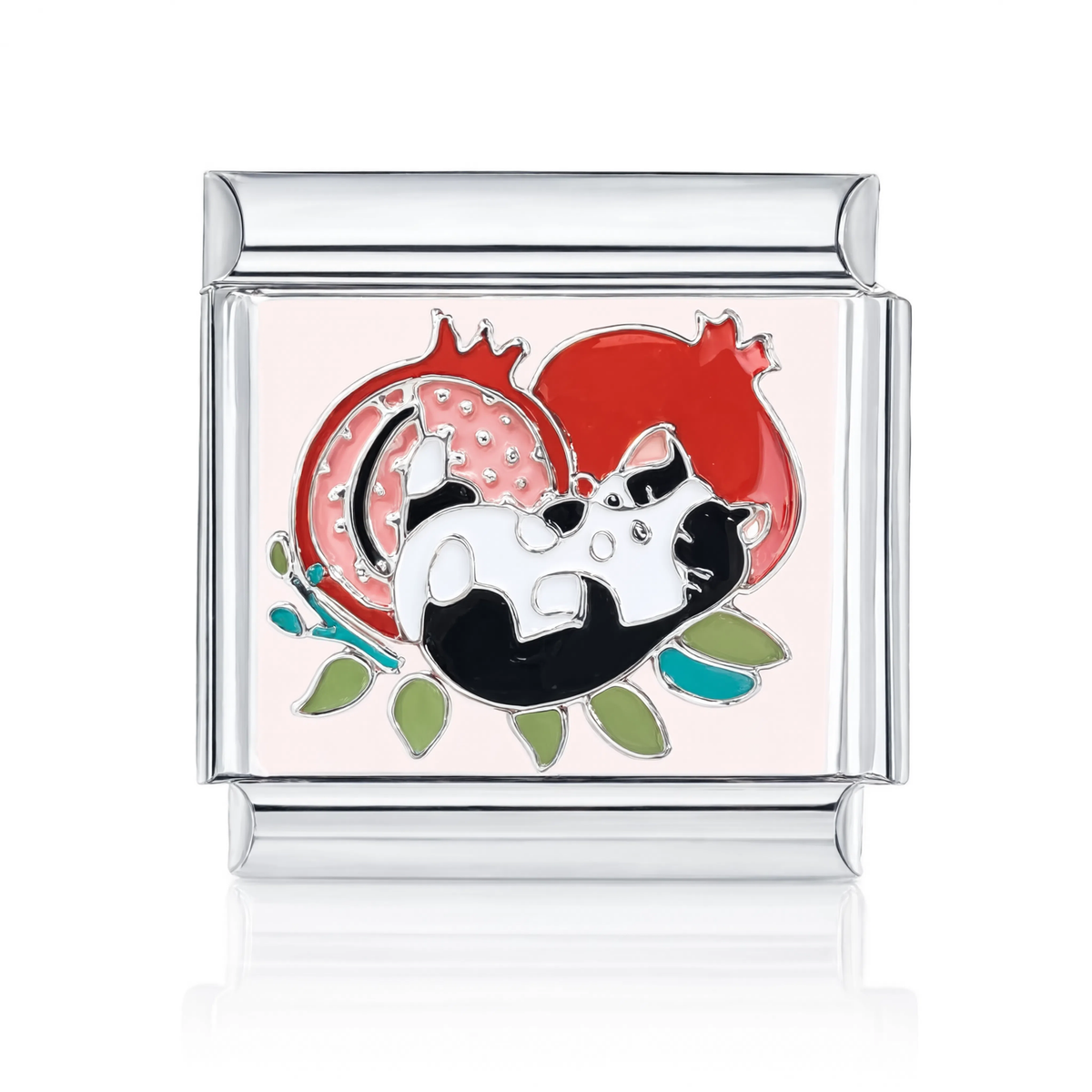 Panda Pomegranate Silver Italian Charm