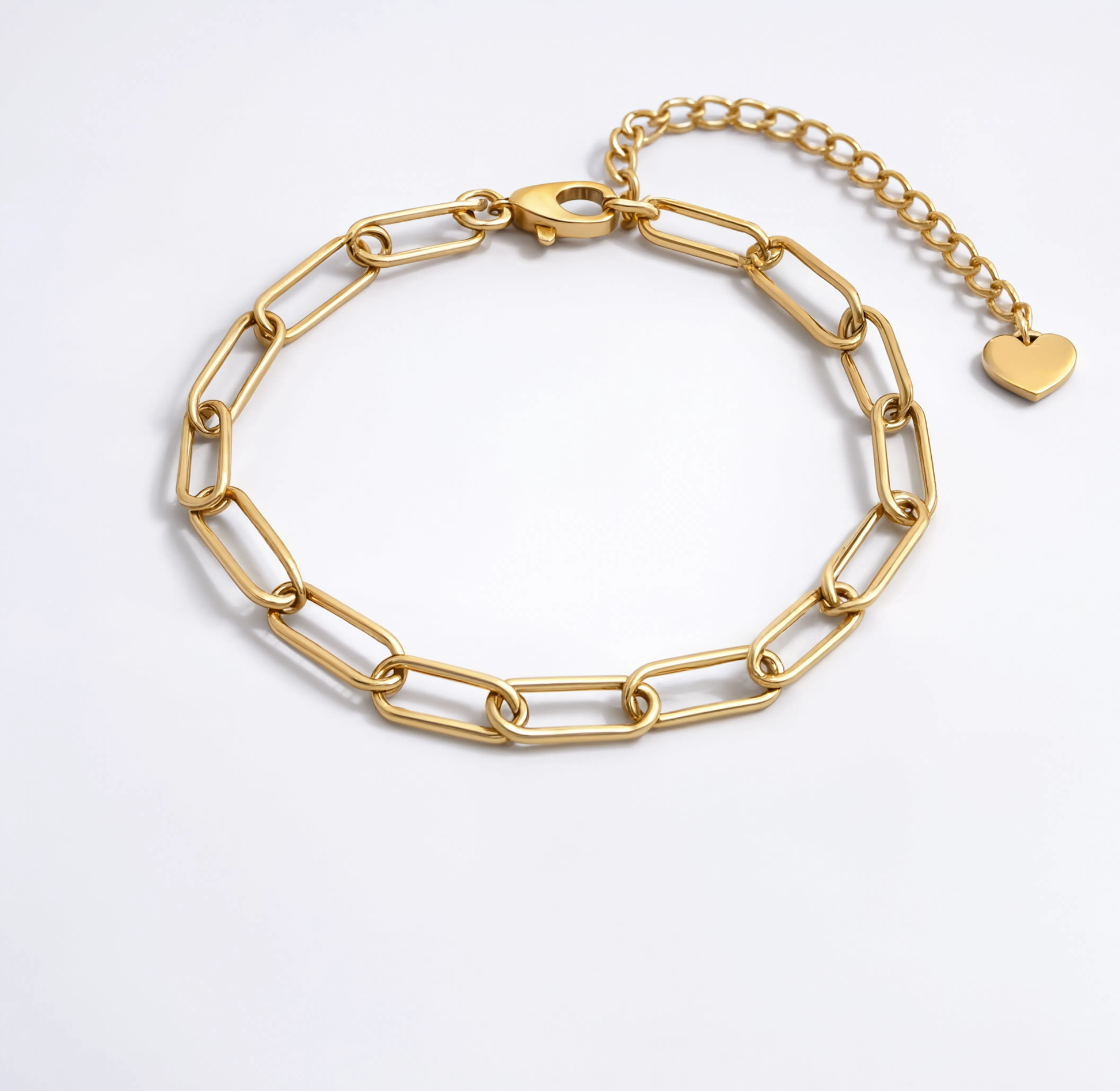 Paperclip Heart Bracelet Charm Gold