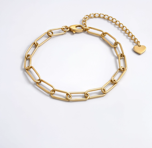 Paperclip Heart Bracelet Charm Gold