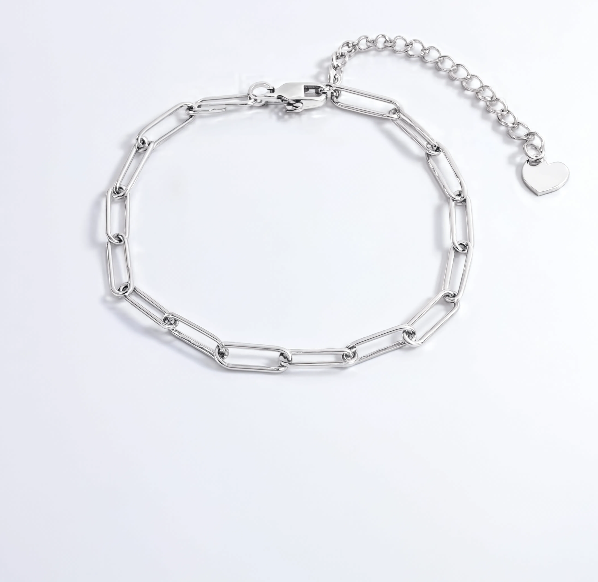 Paperclip Heart Bracelet Charm Silver