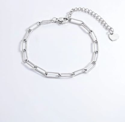 Paperclip Heart Bracelet Charm Silver