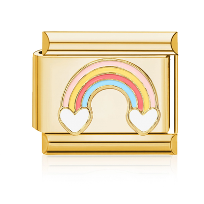 Pastel Rainbow Italian Charm - Gold