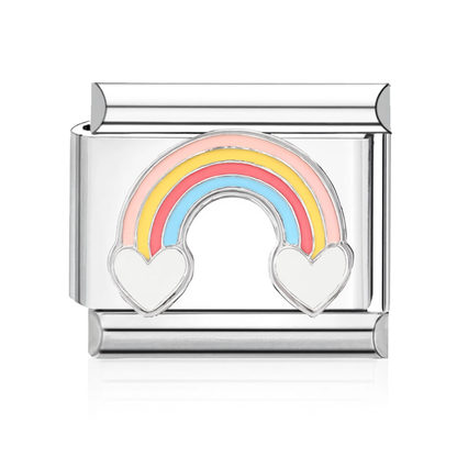 Pastel Rainbow Italian Charm - Silver
