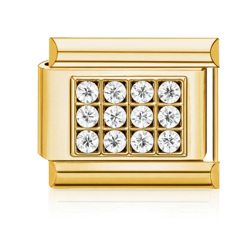 Pav Crystals Italian Charm - Gold