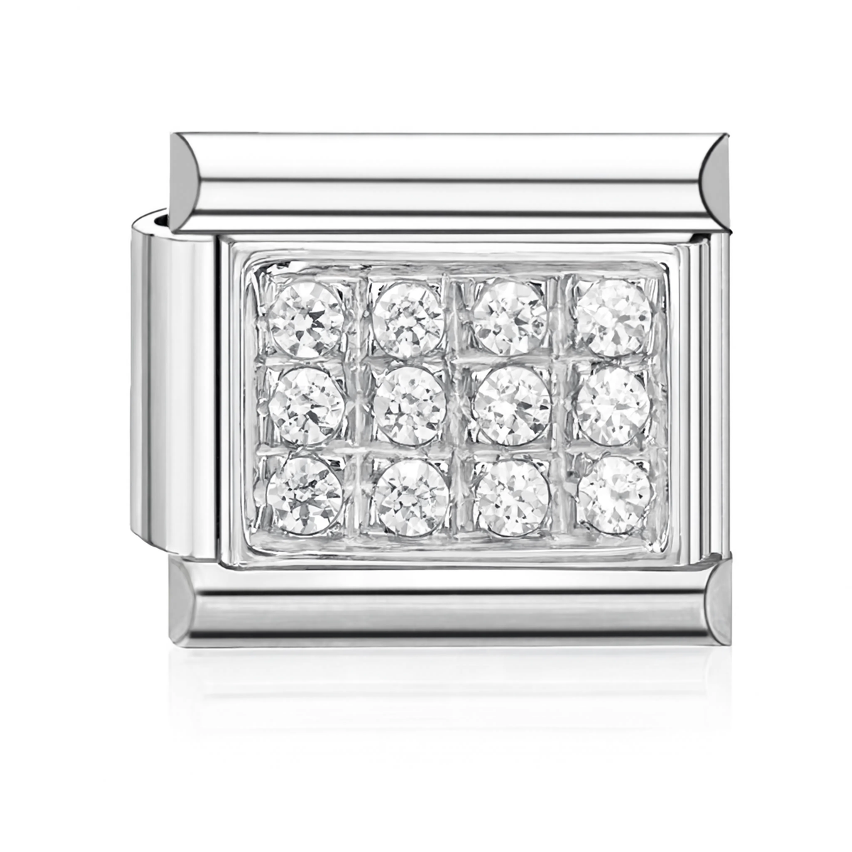 Pav Crystals Italian Charm - Silver