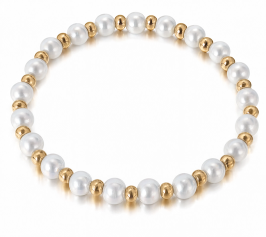 Pearl Charm Bracelet - Gold