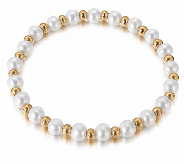 Pearl Charm Bracelet - Gold