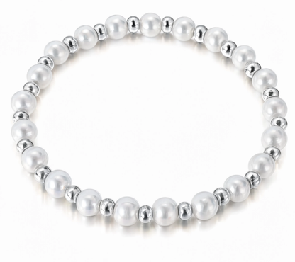 Pearl Charm Bracelet - Silver