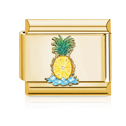Pineapple on Ice Italian Charm Gold