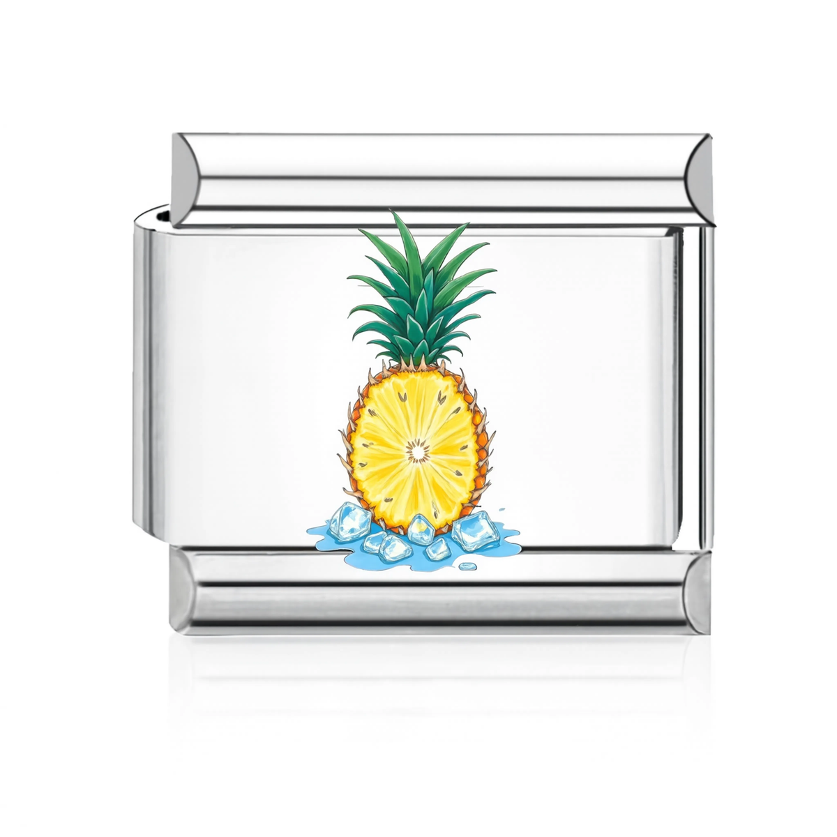 Pineapple on Ice Italian Charm Silver