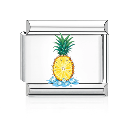Pineapple on Ice Italian Charm Silver