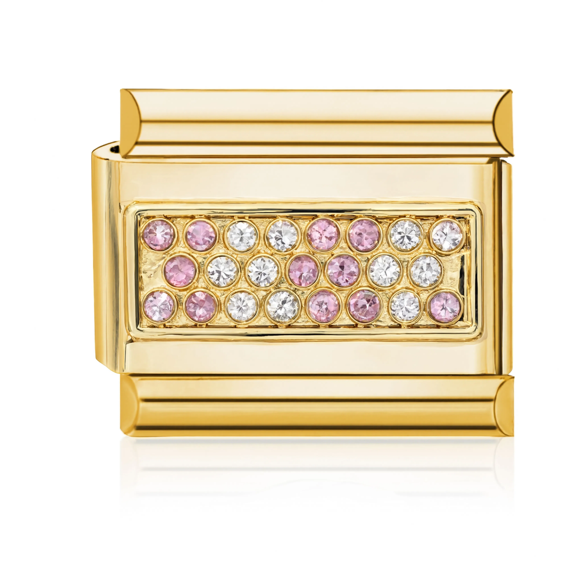 Pink and Clear Pav Italian Charm - Gold