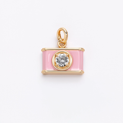 Pink Camera Charm Gold