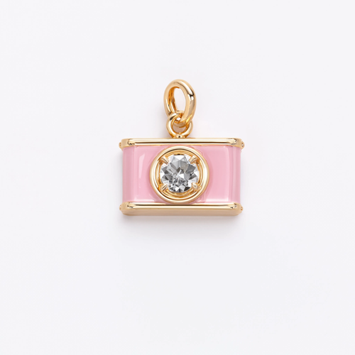 Pink Camera Charm Gold