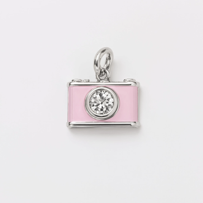 Pink Camera Charm Silver