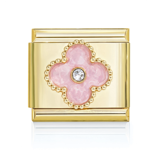 Pink Clover Italian Charm Gold