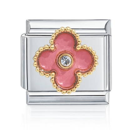 Pink Clover Italian Charm Silver