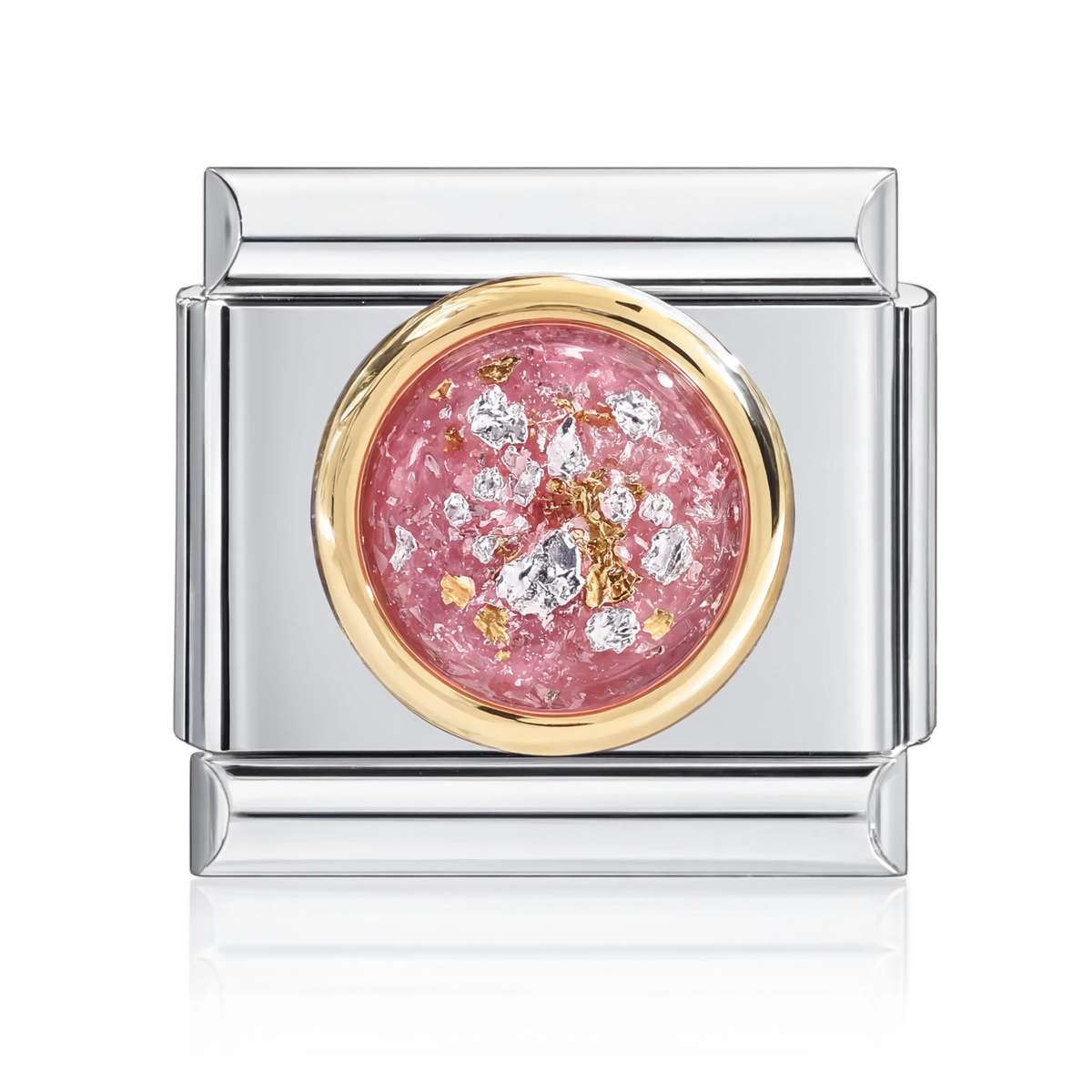 Pink Foil Dome Italian Charm