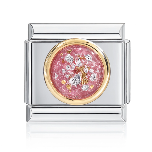 Pink Foil Dome Italian Charm