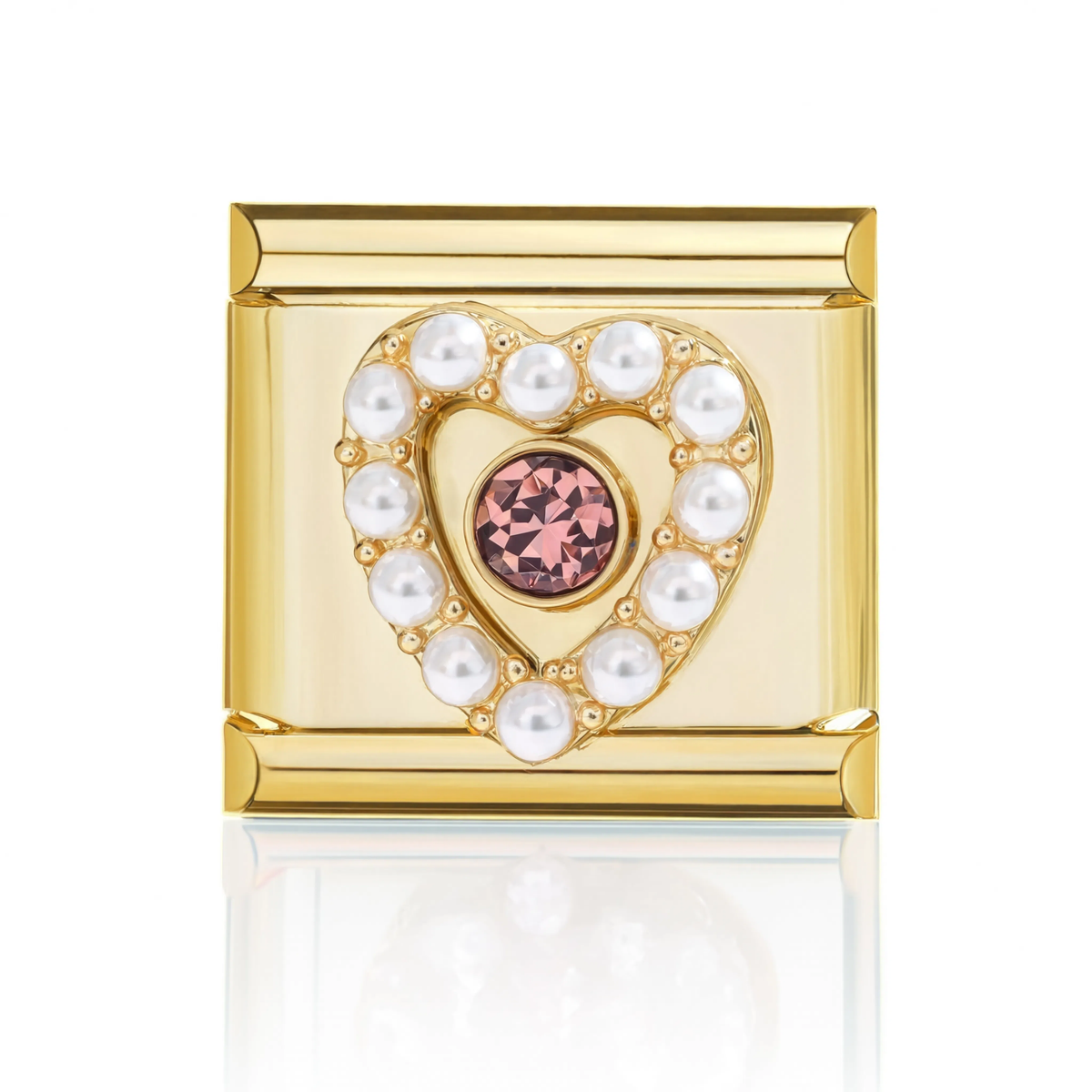 Pink Heart Pearl Charm Gold HD
