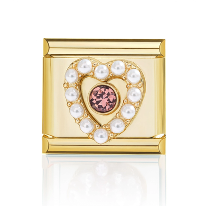 Pink Heart Pearl Charm Gold HD
