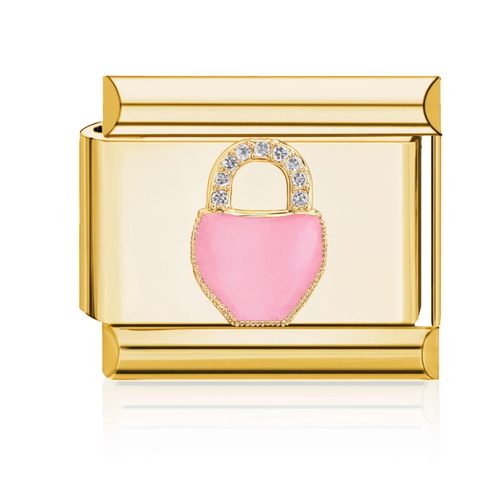 Pink Padlock Charm HD Gold