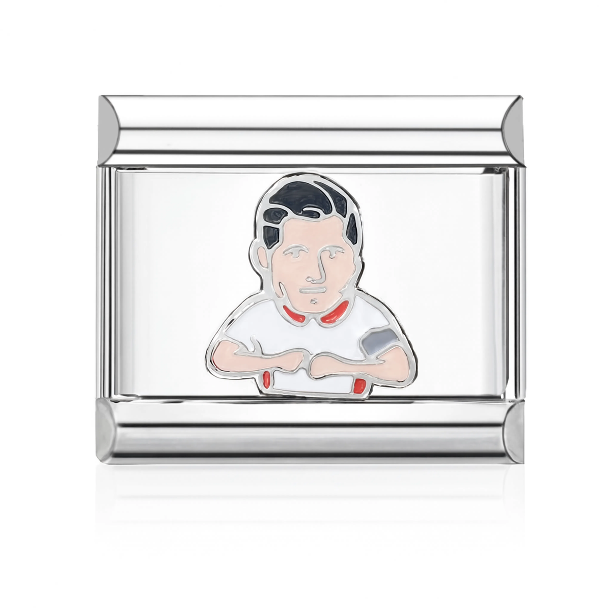 Player Arms Crossed Italian Charm - Silver