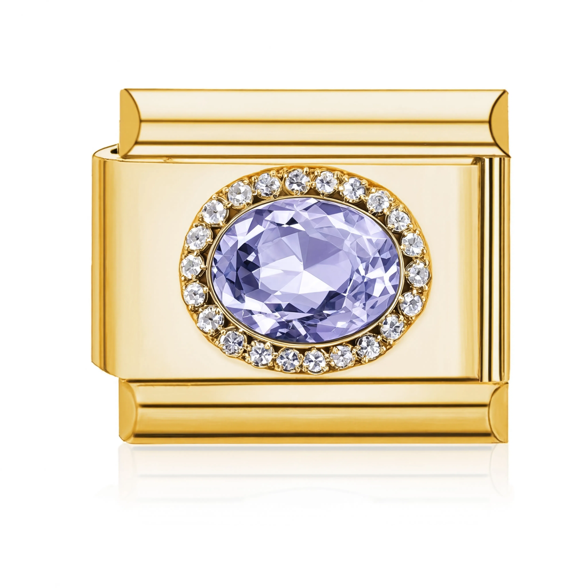 Purple Cabochon Italian Charm - Gold