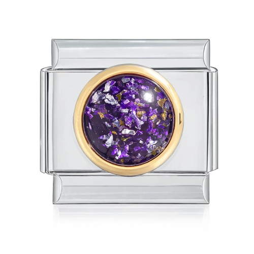 Purple Foil Dome Italian Charm