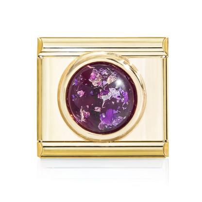 Purple Foil Dome Italian Charm Gold