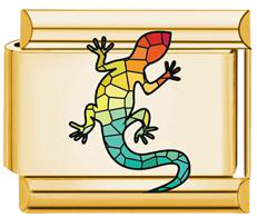 Rainbow Lizard Italian Charm - Gold