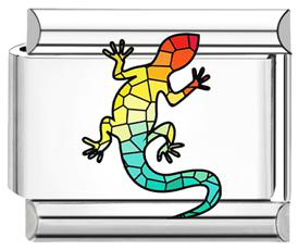 Rainbow Lizard Italian Charm - Silver