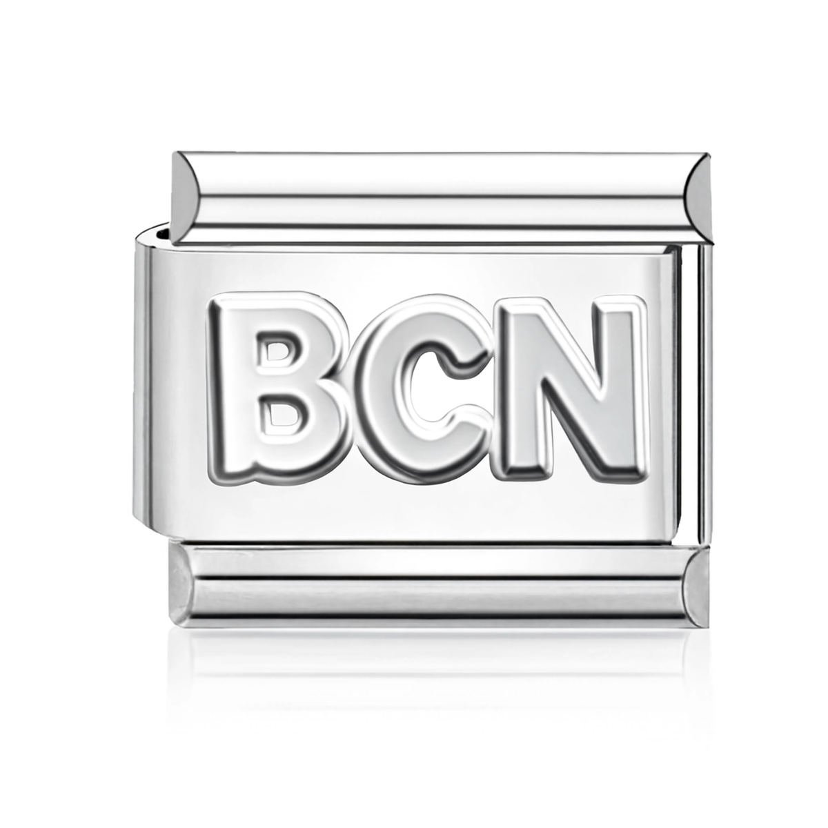 Raised BCN Italian Charm Silver