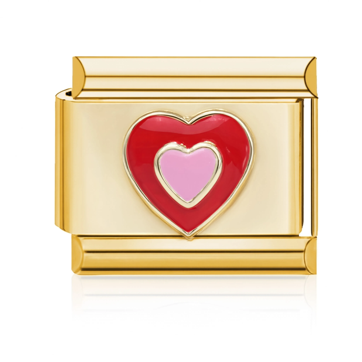 Red and Pink Heart Italian Charm Gold